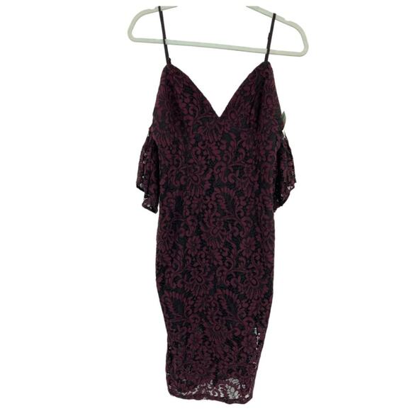 Bardot Taegen Lace Midi Dress Wine Black Size 10 NWOT $139 MSRP - Picture 6 of 11